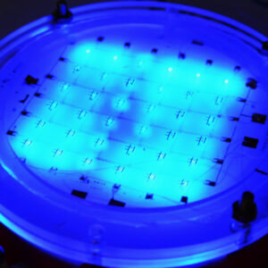 LED active matrix in stretchable substrate